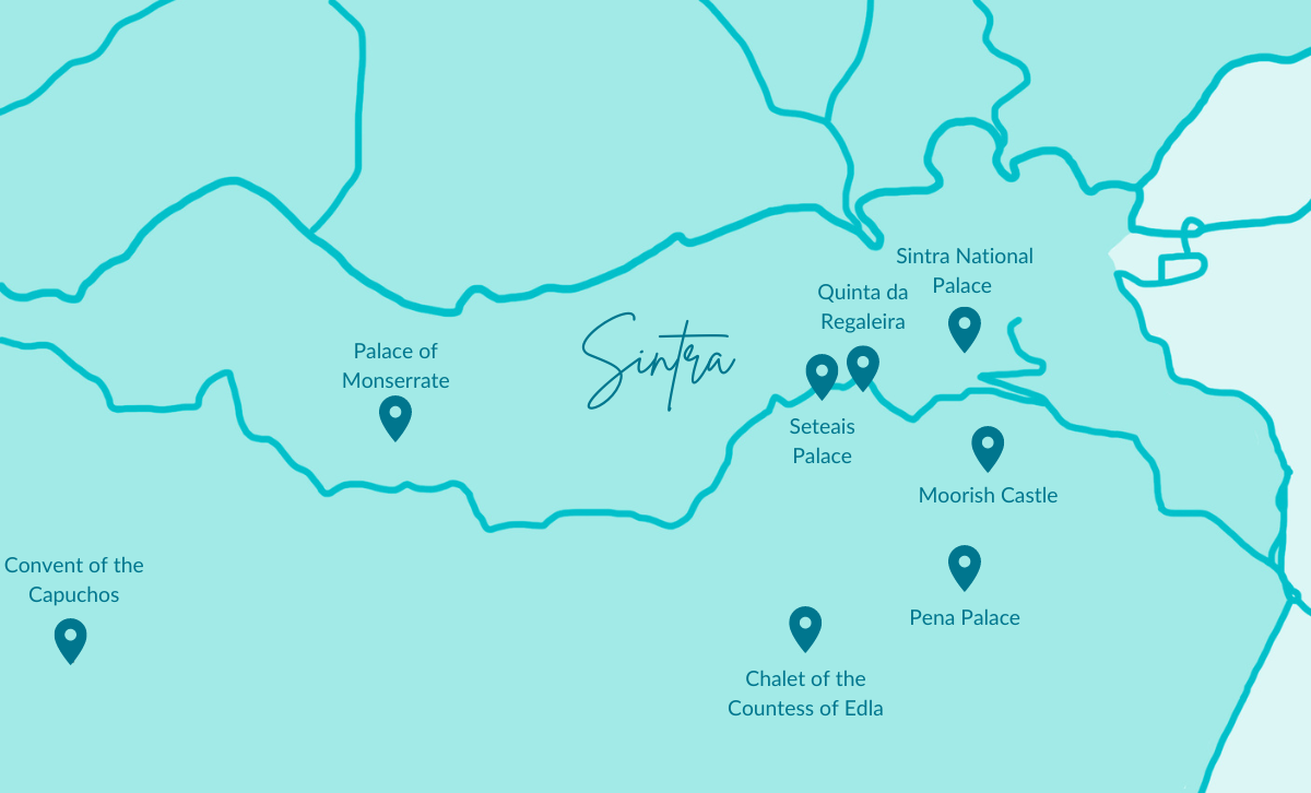 A map of Sintra and the top attractions to see.