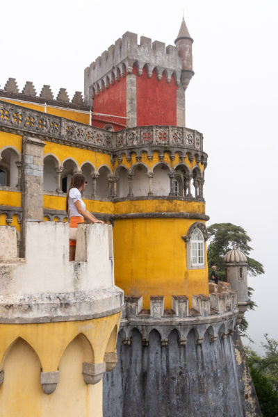 A tower view of the Pena Palace in Sintra.
