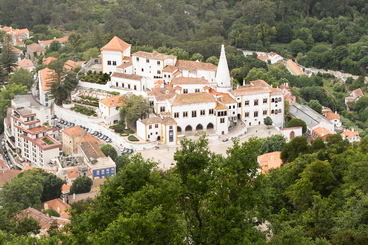 The National Palace in Sintra from above.
