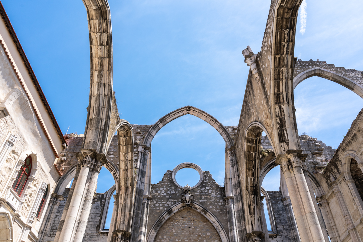 The missing roof of the Carmo Convent.