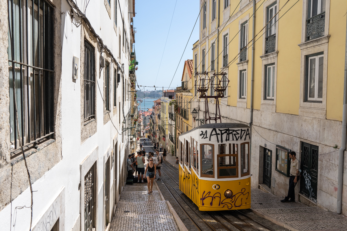 Elevador da bica is one of the older trams in Lisbon.