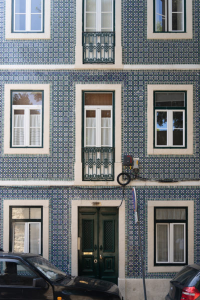 A tiled building in Lisbon, Portugal.