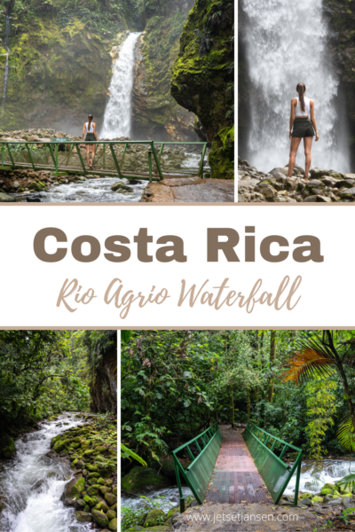 Catarata Rio Agrio waterfall hike in Costa Rica.