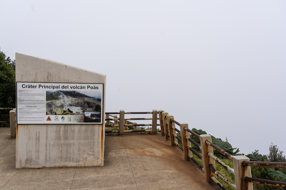 The Poas crater overlook during heavy cloud coverage.