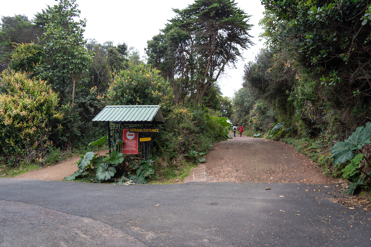The trail entrance to see the volcano in Costa Rica.