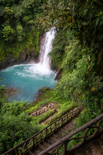 Rio Celeste: Costa Rica's bright blue waterfall within Tenorio National Park.