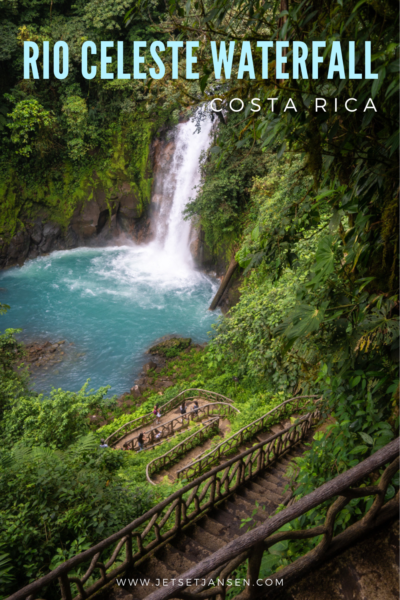 Hiking to the Rio Celeste Waterfall Costa Rica. 