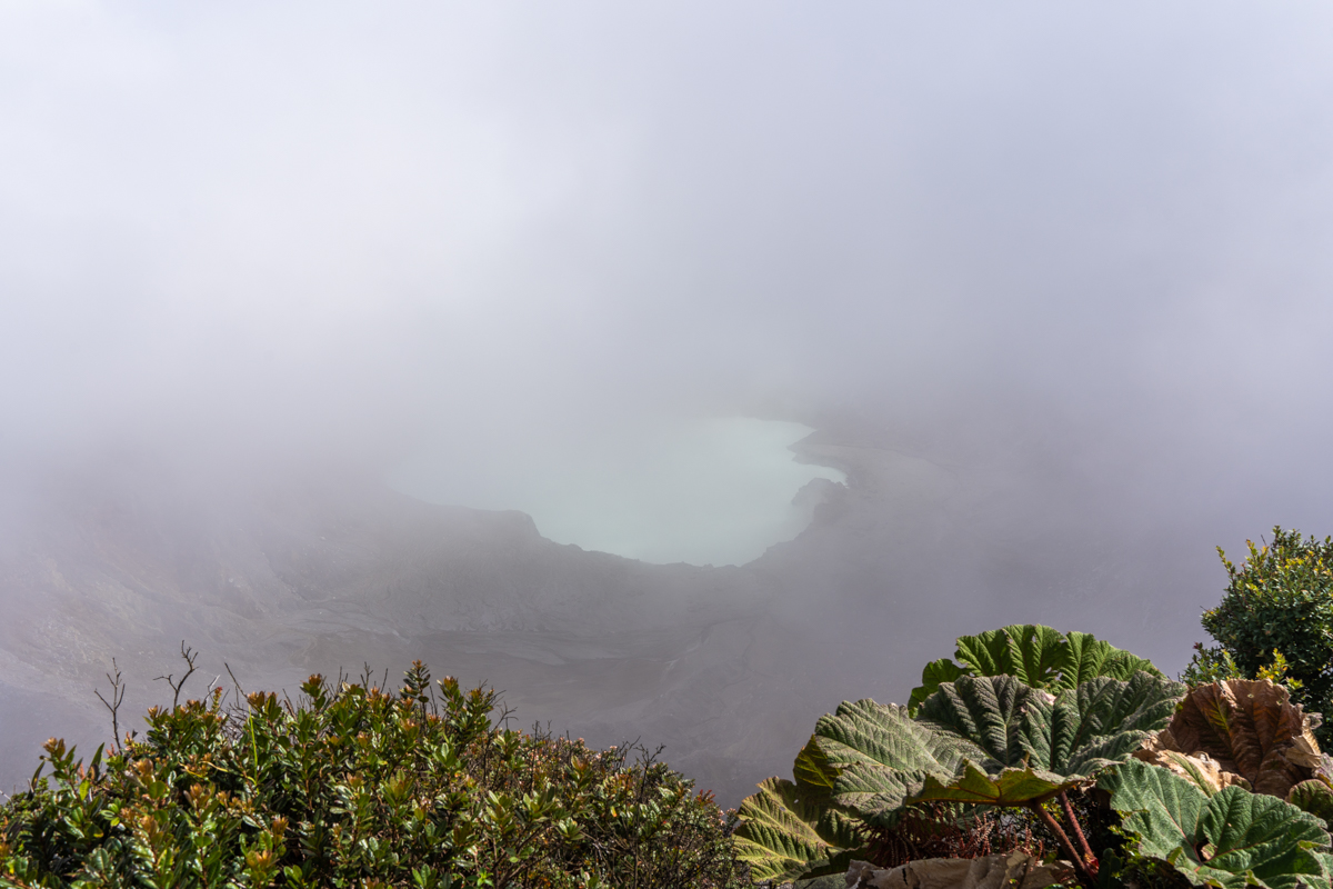 Visibility clearing of the Poas Volcano crater in Costa Rica. 