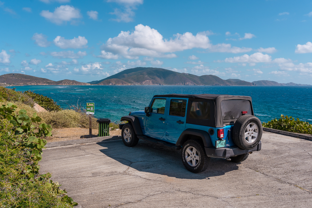Rental jeep in the BVI.