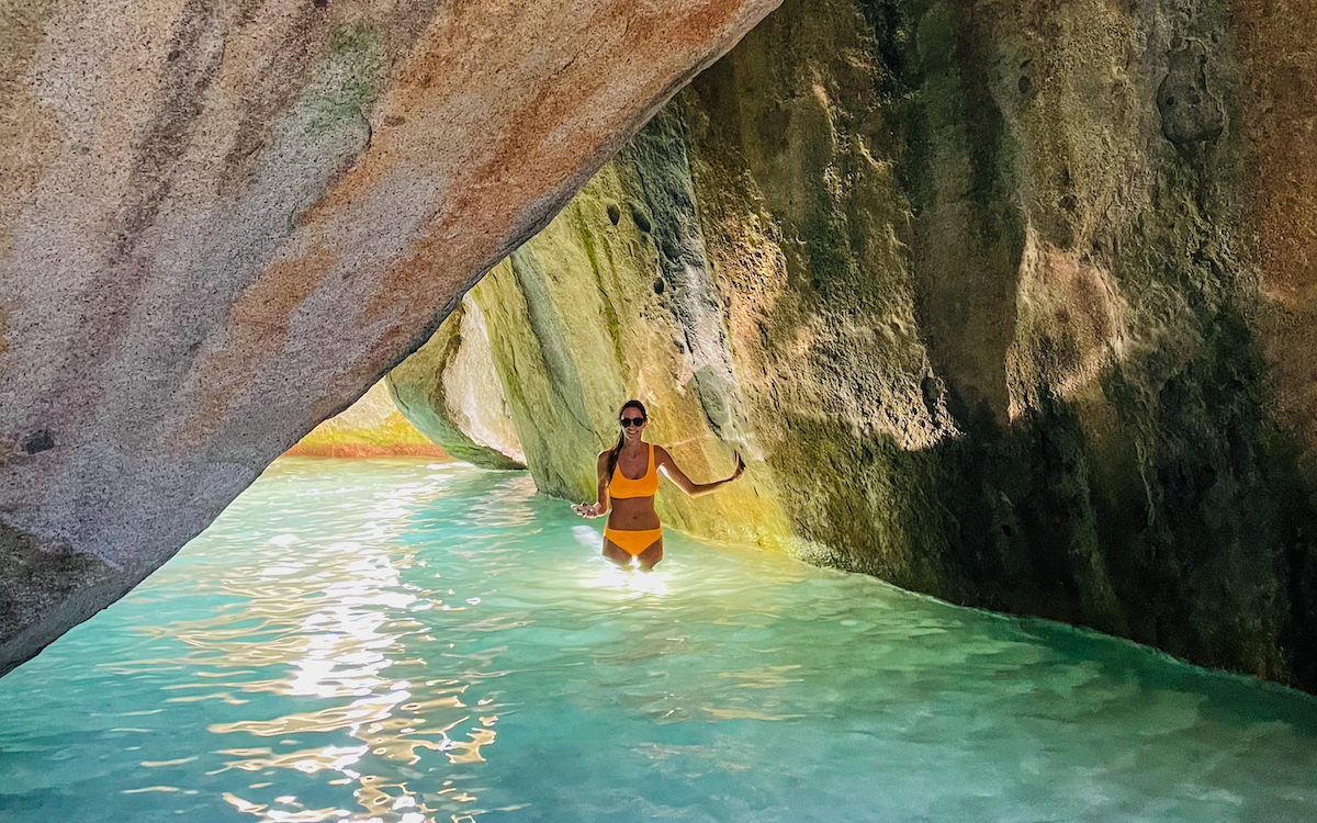 Inside the cave at The Baths Virgin Gorda in the British Virgin Islands. 