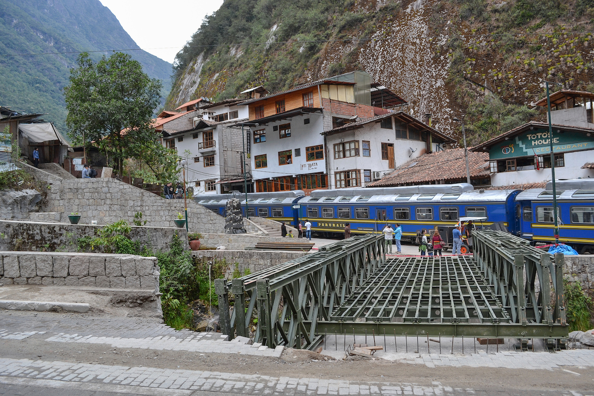 Taking the Perurail from Cusco to Machu Picchu.