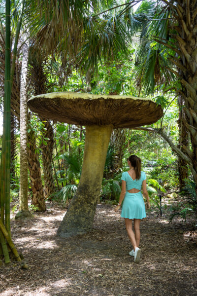 The giant mushroom sculpture at Mckee Botanical Garden in Vero Beach.