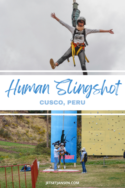 Doing the Human Slingshot at Action Valley in Peru.