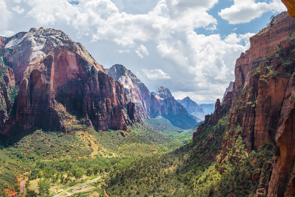 The view of Zion National Park from the trail to Angel's Landing.