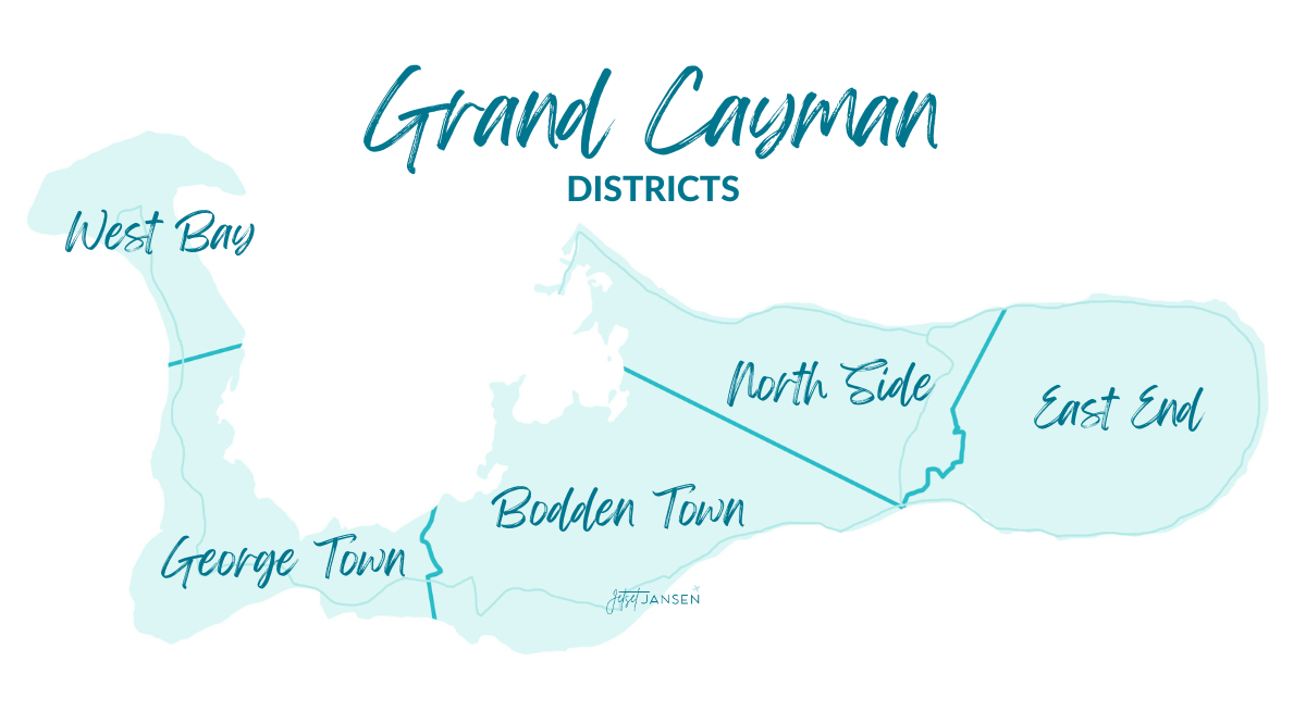 A map of Grand Cayman's districts.