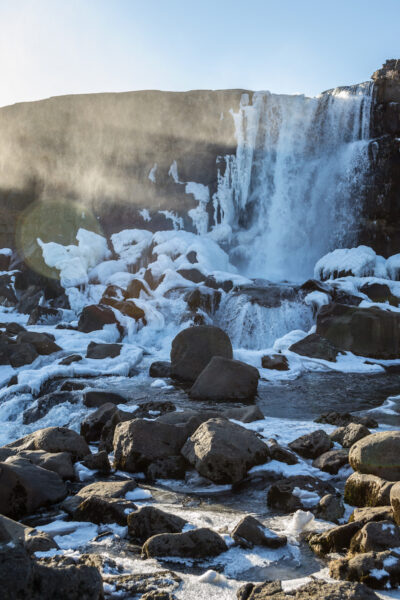 Oxararfoss waterfall in Thingvellir National Park.
