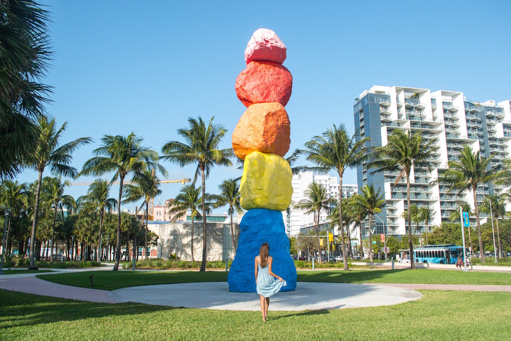 Another one of the best places to take pictures in Miami is the 8th Magic Mountain sculpture near the Bass Museum. 