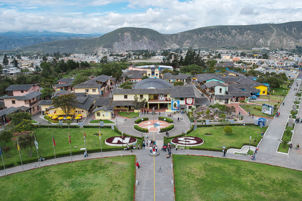 Mitad del Mundo is a monument where you can walk on the equator in Ecuador.