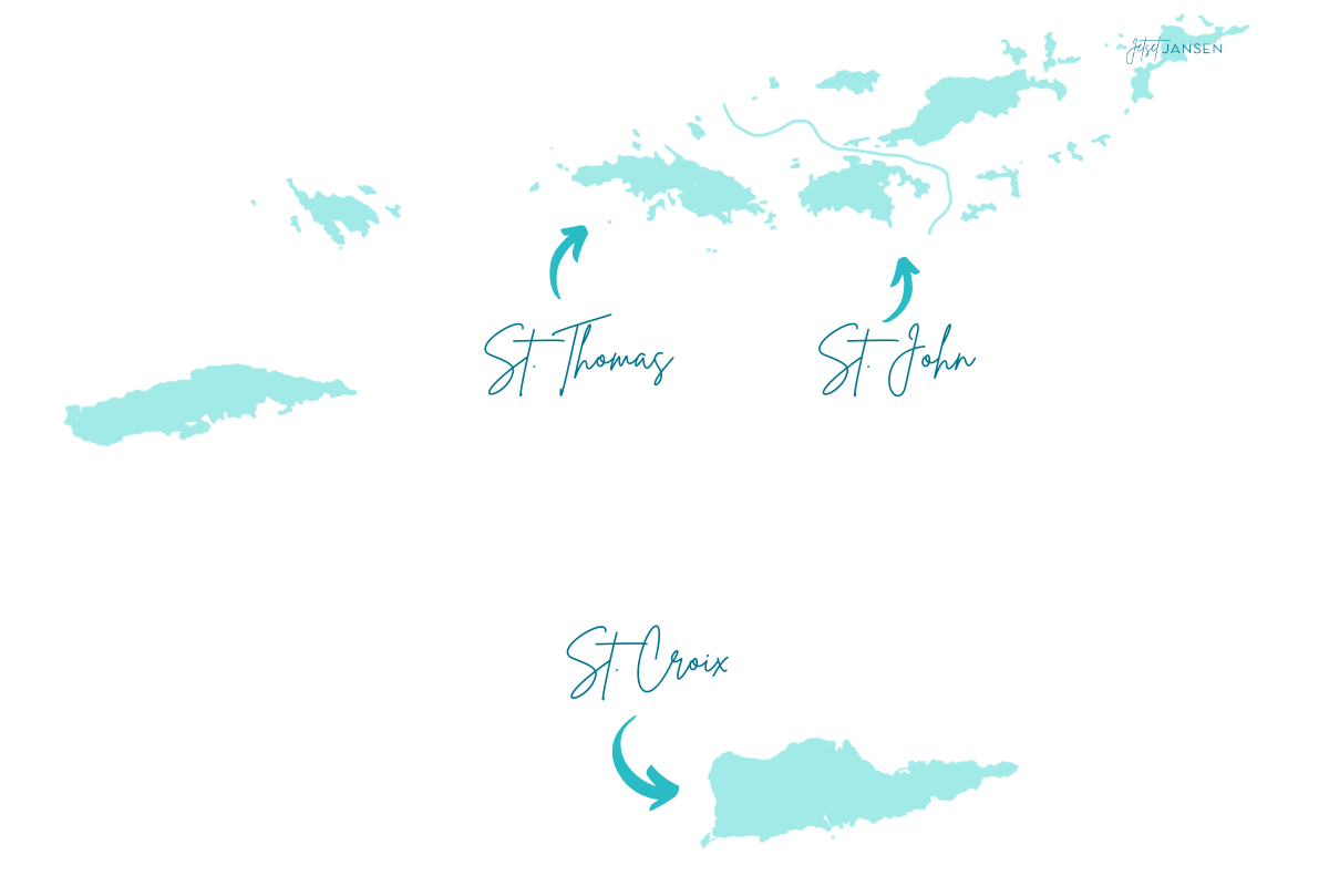 Map of the US Virgin Islands.