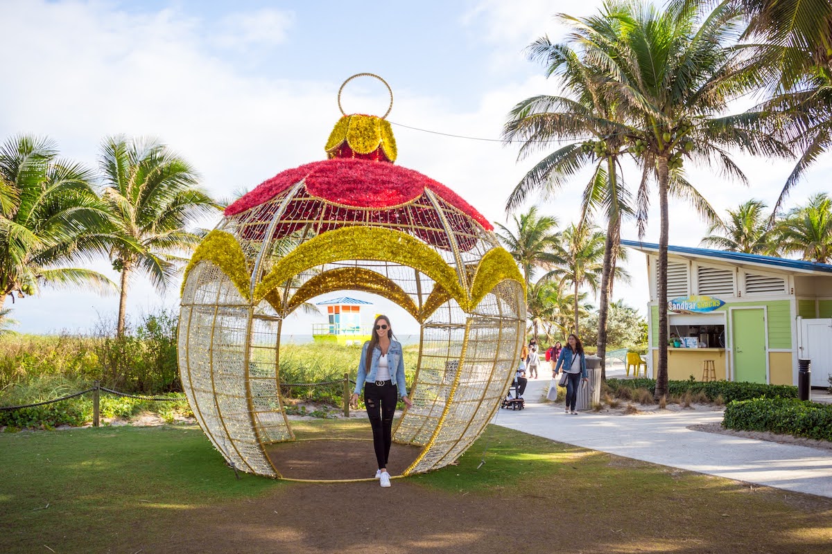 A giant Christmas ornament at Lauderdale by the Sea.