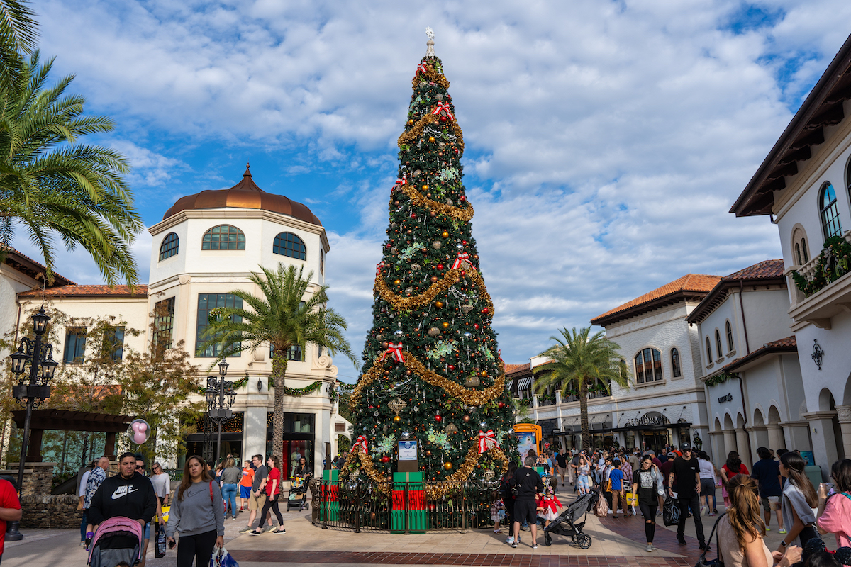 The Christmas Tree Stroll at Disney Springs in Orlando. 