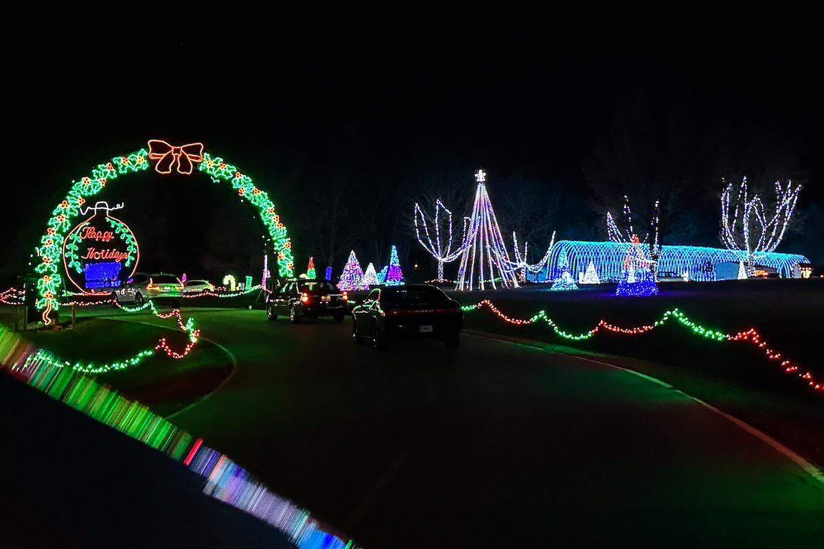 Christmas in the Park drive through lights at Longview. 