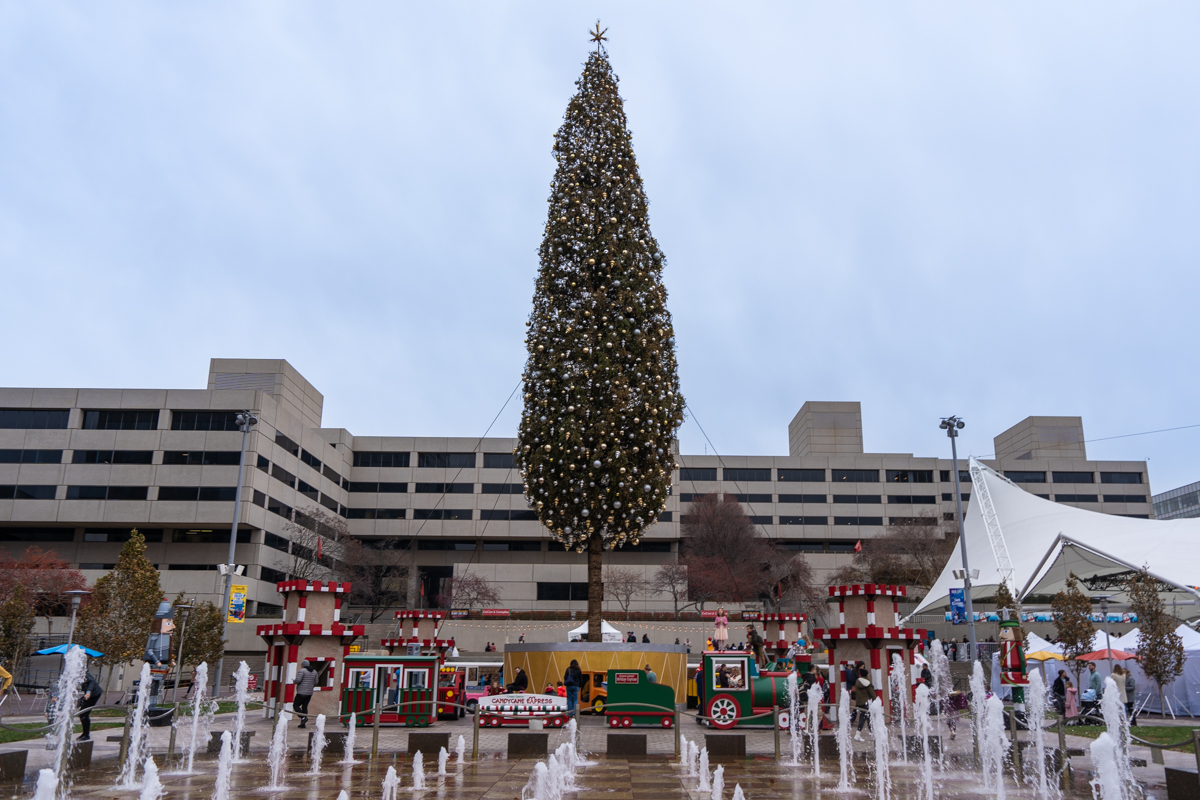 The Crown Center Christmas tree.