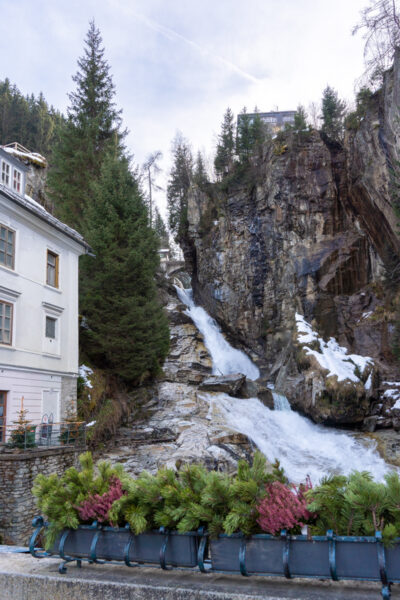 The waterfall in the middle of Bad Gastein.