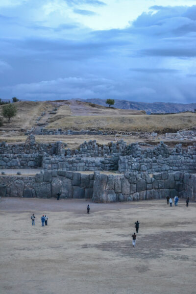 Incan ruins at sunset.