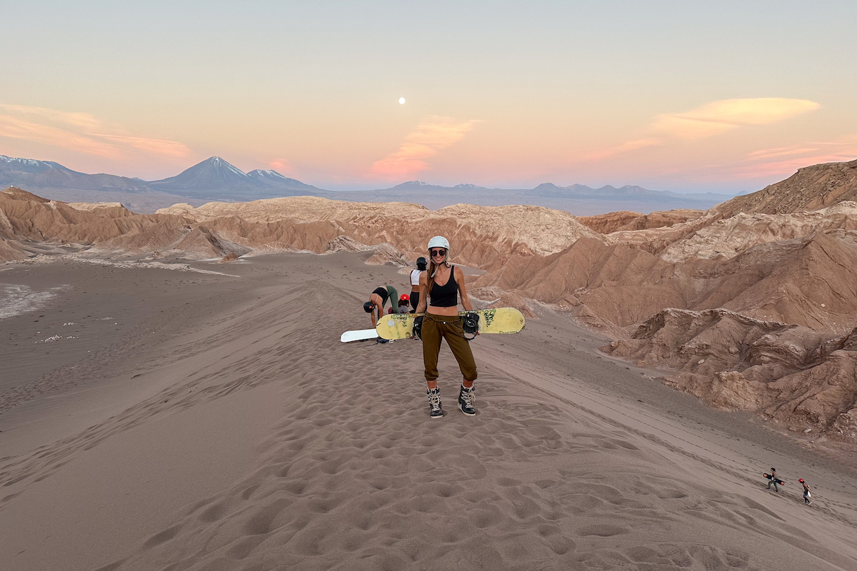 Sandboarding in Chile in the Atacama Desert.