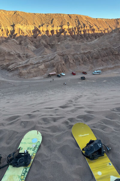 Sandboards in the desert.