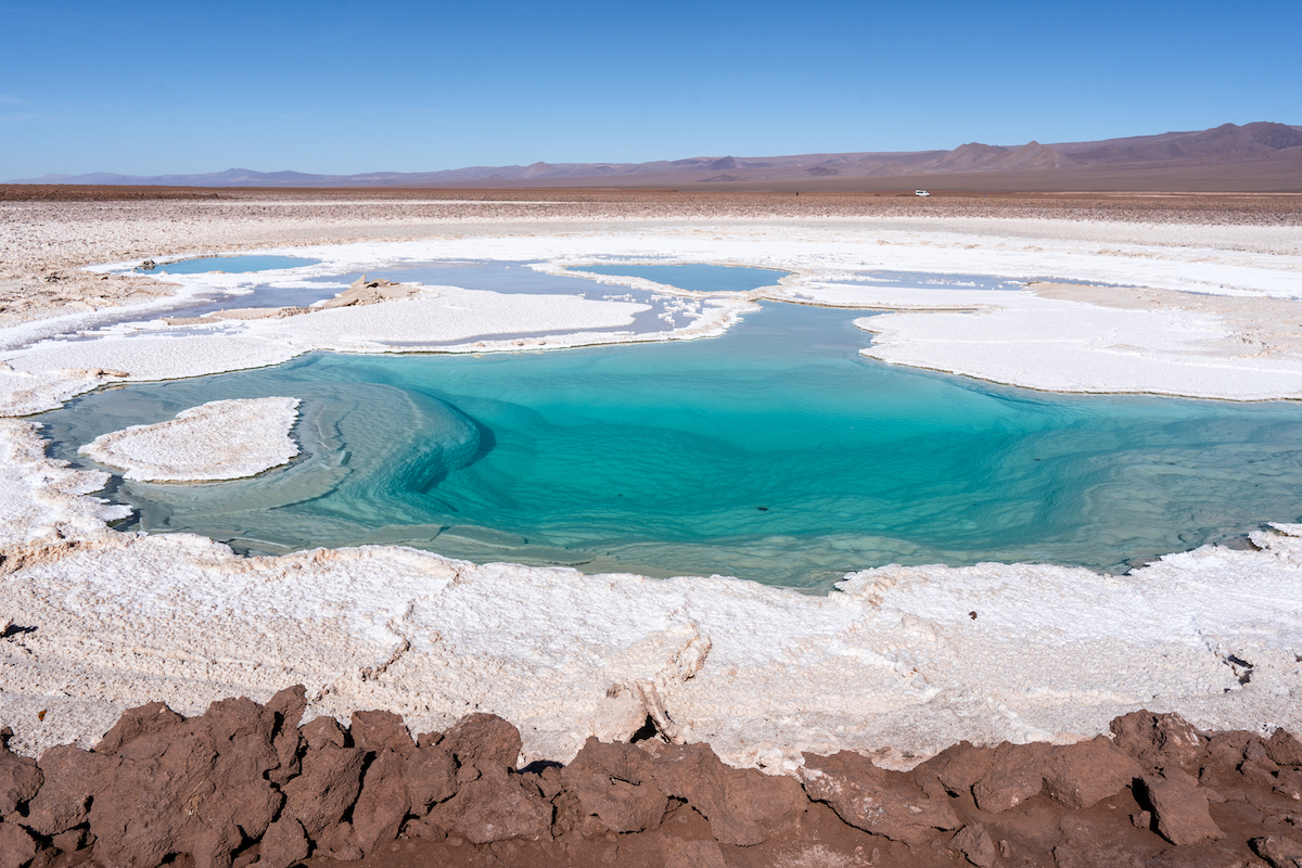 The hidden Baltinache Lagoons in Chile's Atacama Desert.