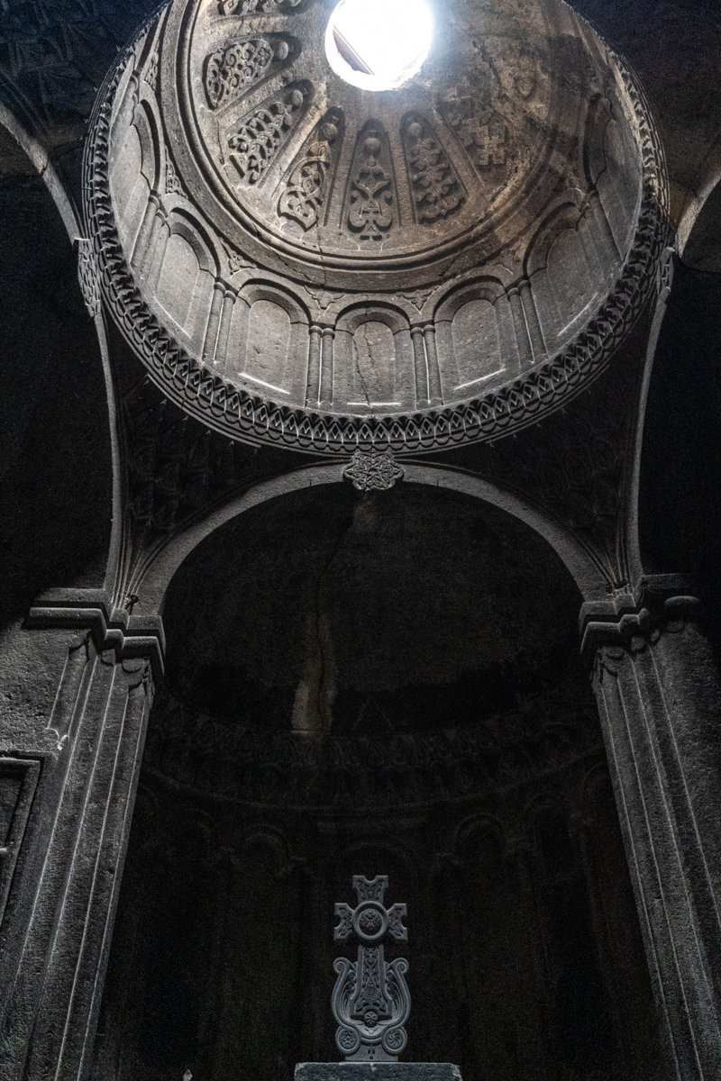 Inside the Geghard Monastery.