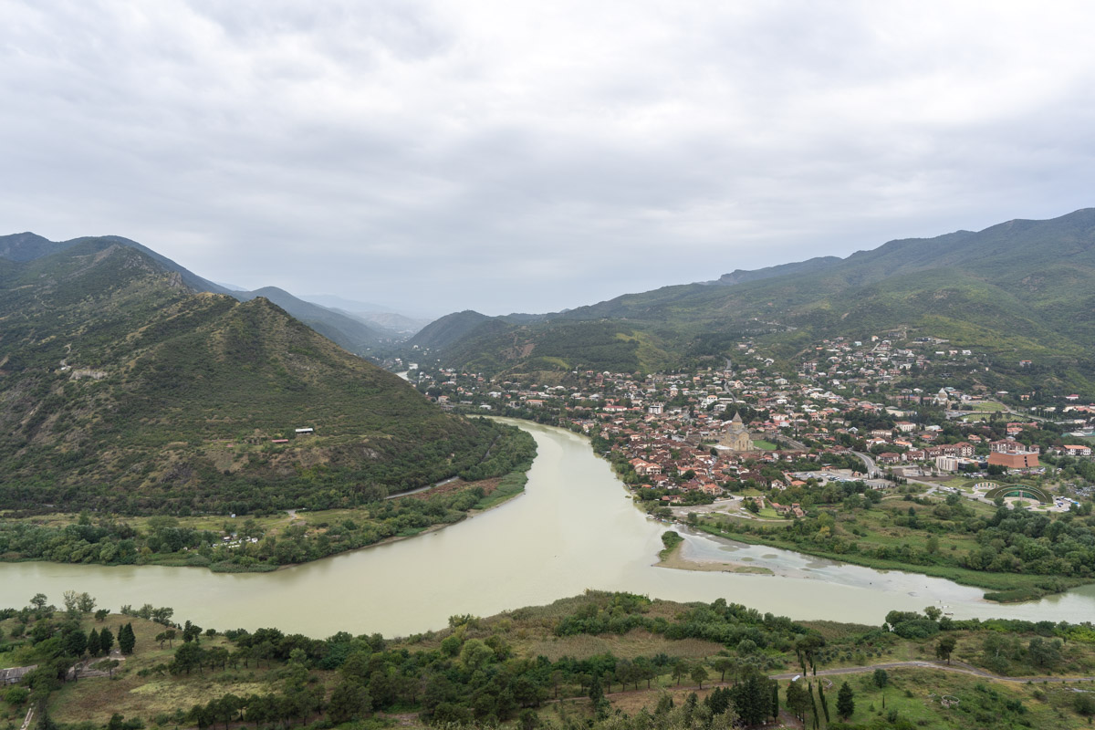 The view of Mtsketa, Georgia from the Jvari Monastery.