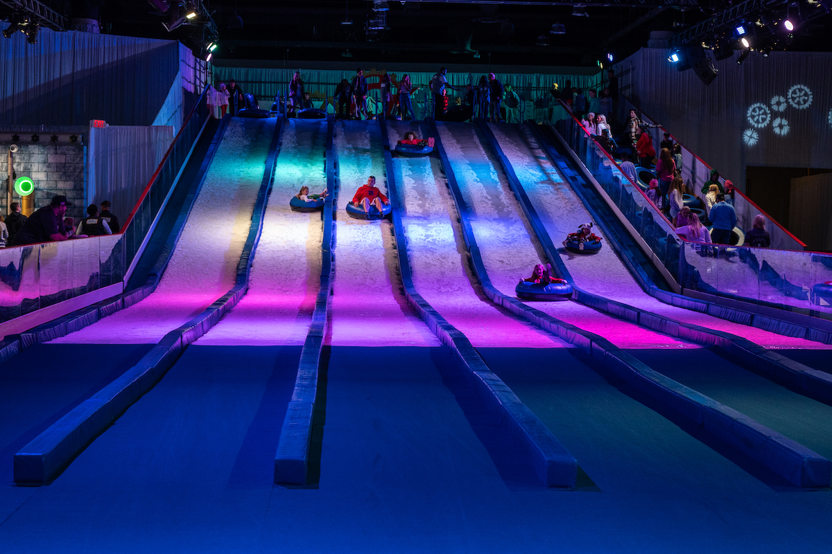 The Snow Flow Mountain ice tubing slides in Orlando.