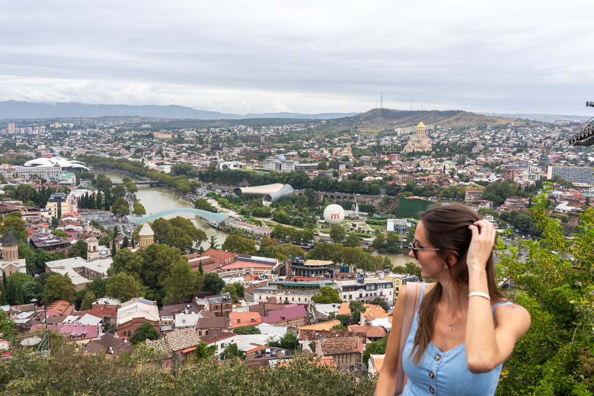 Tbilisi, Georgia city view from the cable car.