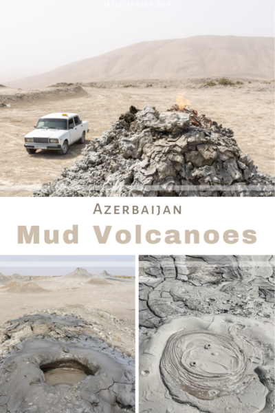 Visiting the mud volcanoes in Azerbaijan.