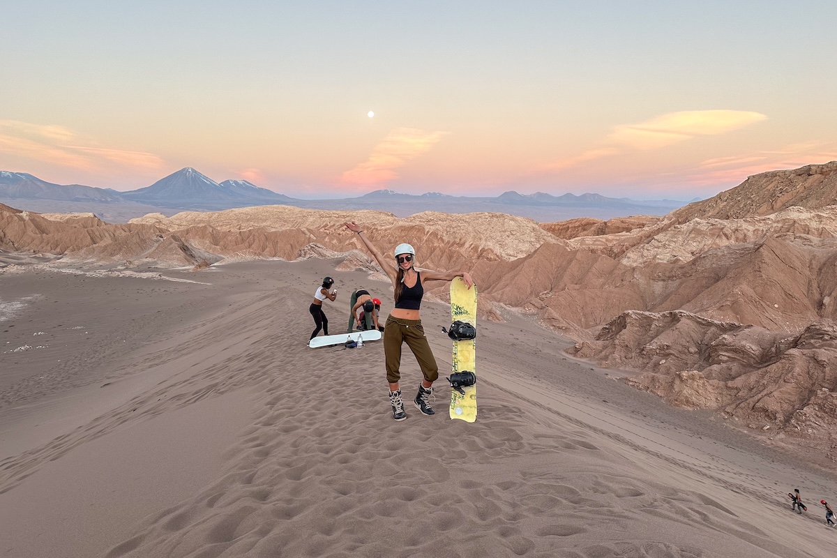 Sandboarding in Chile in Death Valley.