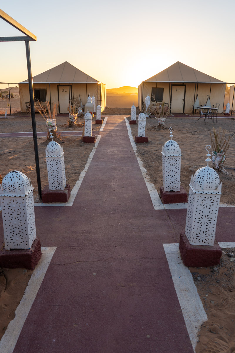 Luxury desert camp in the Sahara Desert in Morocco.