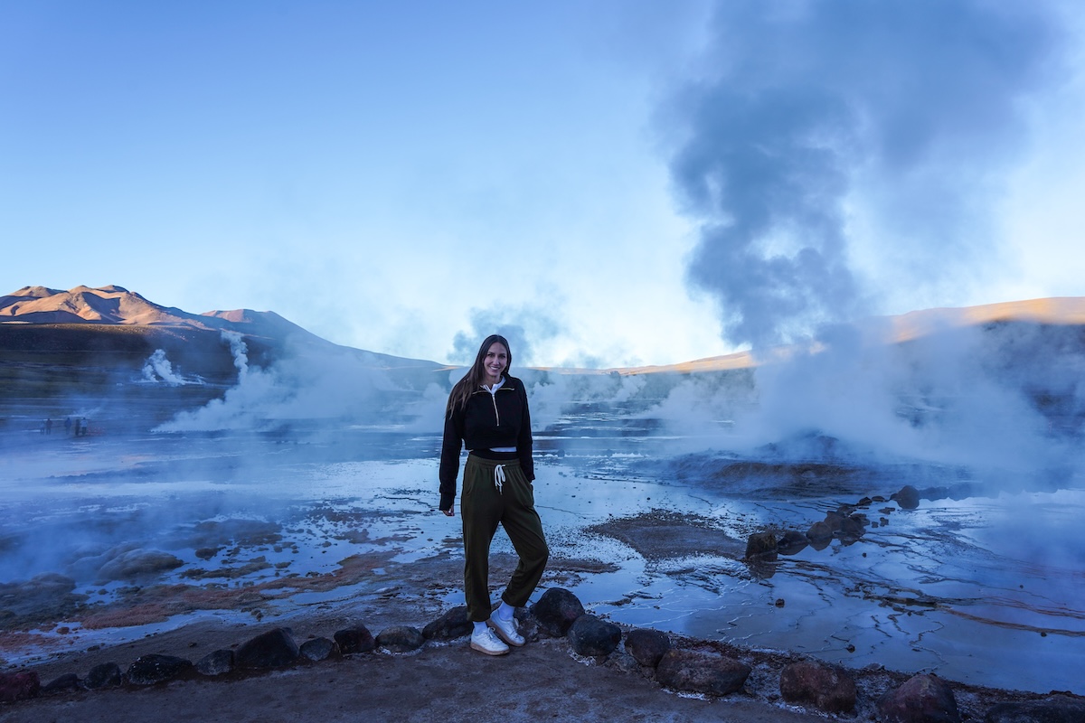 The Tatio Geysers at sunrise in Chile.