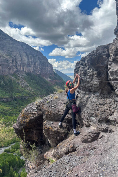 Hiking a via ferrata in Colorado.