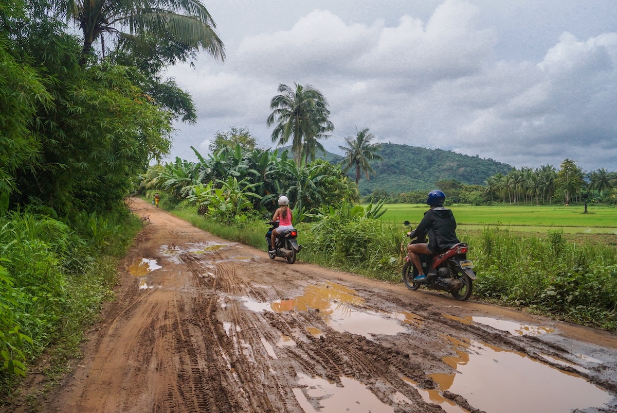 Riding a motorbike through the Philippines.