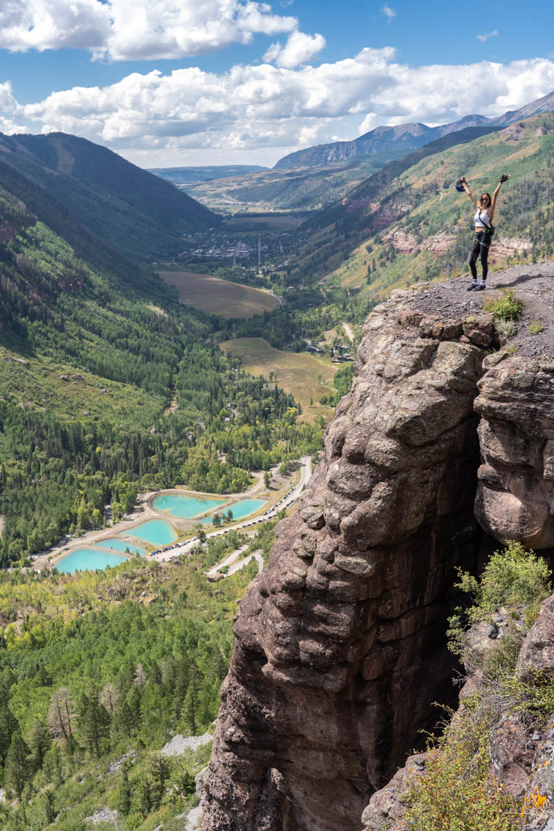 Hiking on the cliff, one of the best hikes in Telluride.