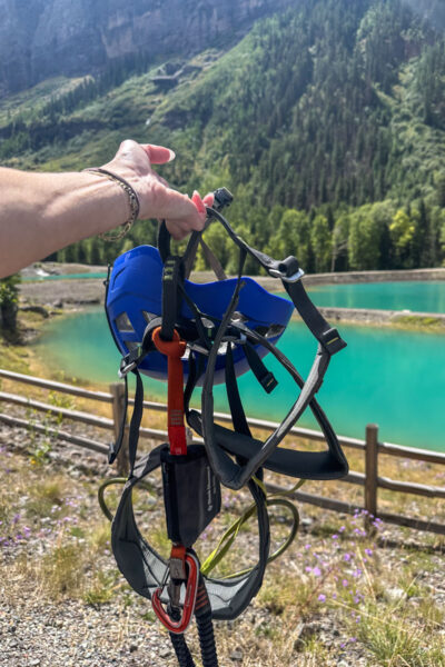 Hiking gear for a via ferrata.