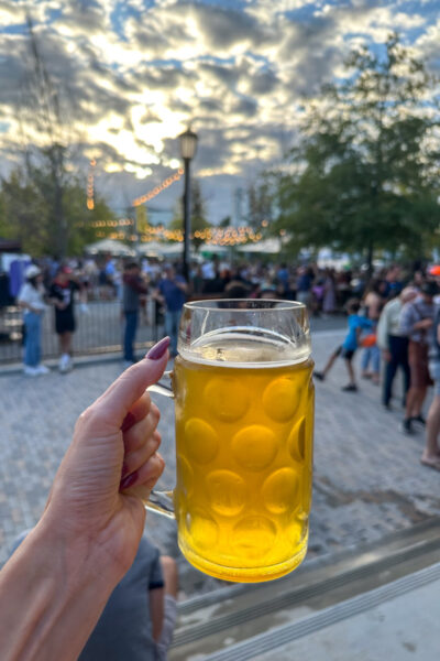 Having a beer at Oktoberfest in Charlotte.